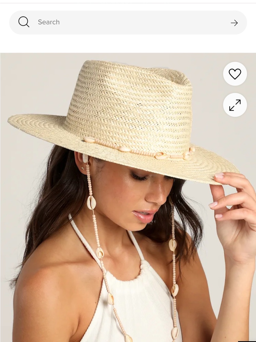 Lack Of Color Natural Straw Fedora with Shell Bead Chin Cord retail price $139